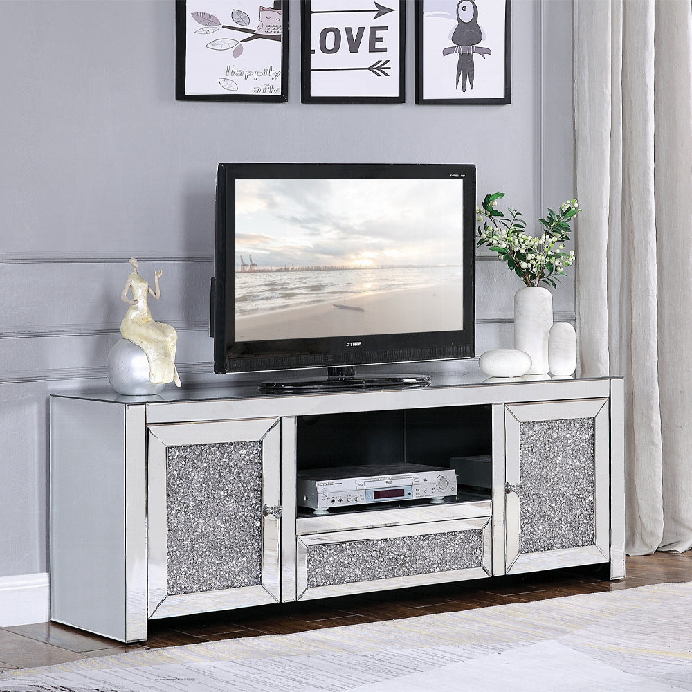 Brilliance-III Luxury Mirrored TV Stand - Clear