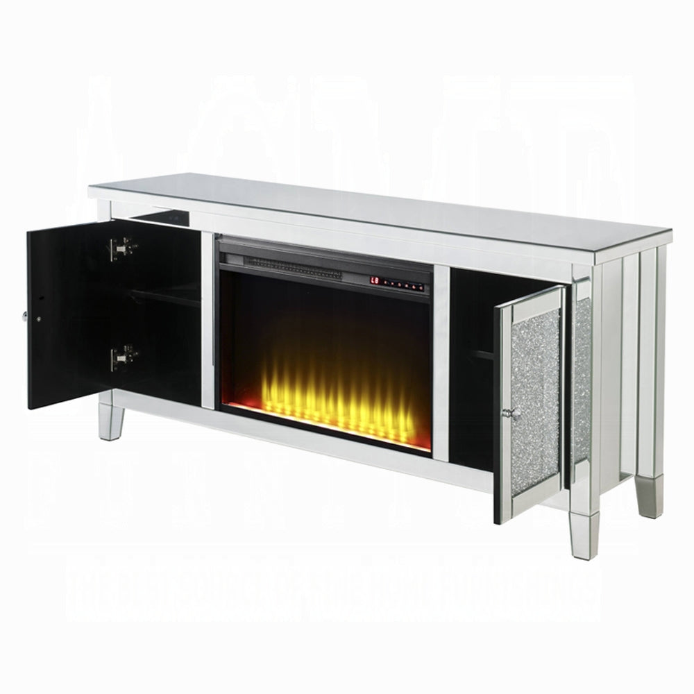 Brilliance Luxury Mirrored TV Stand/Fireplace - Clear