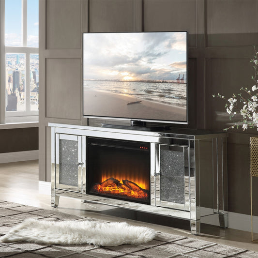 Brilliance Luxury Mirrored TV Stand/Fireplace - Clear