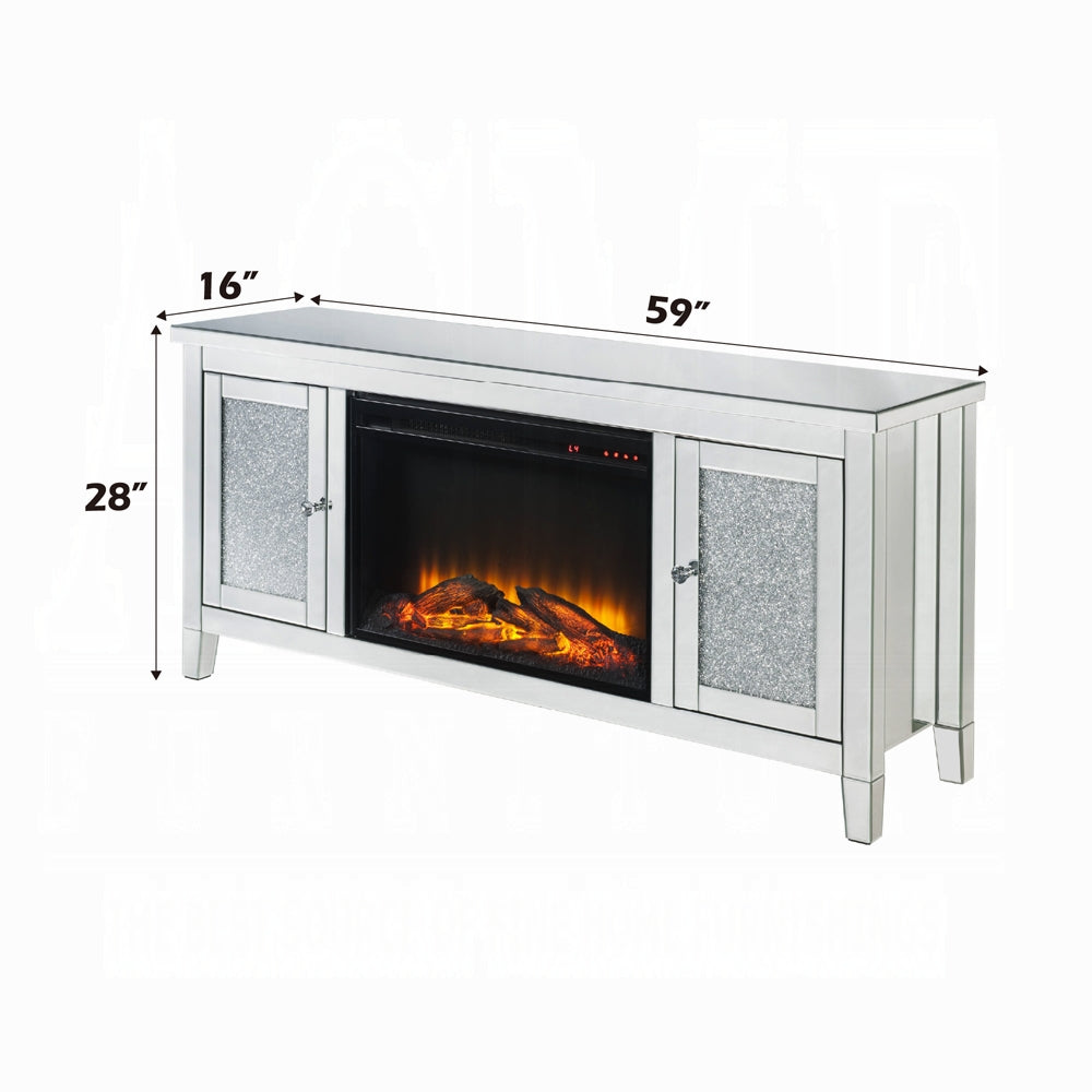 Brilliance Luxury Mirrored TV Stand/Fireplace - Clear