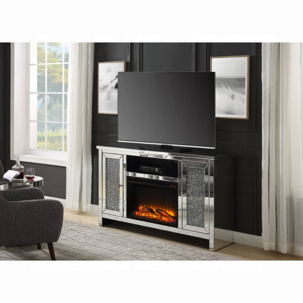 Brilliance-II Luxury Mirrored TV Stand/Fireplace - Clear