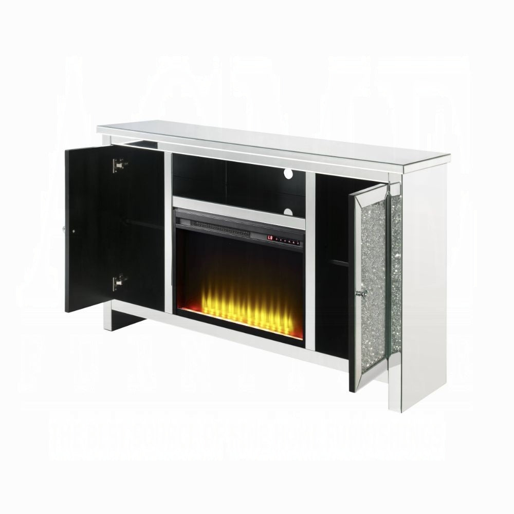 Brilliance-II Luxury Mirrored TV Stand/Fireplace - Clear