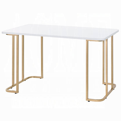 Laire Elegant High Gloss Multi-Purpose Desk - White/Gold-Free Delivery-USA & CANADA
