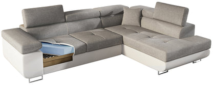 Anton Two-Tone Storage Sleeper Sectional Sofa - Navy/Grey