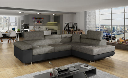 ReForm Creative Home Anton Two-Tone Storage Sleeper Sectional Sofa - Grey/Black-Free Delivery-USA & CANADA
