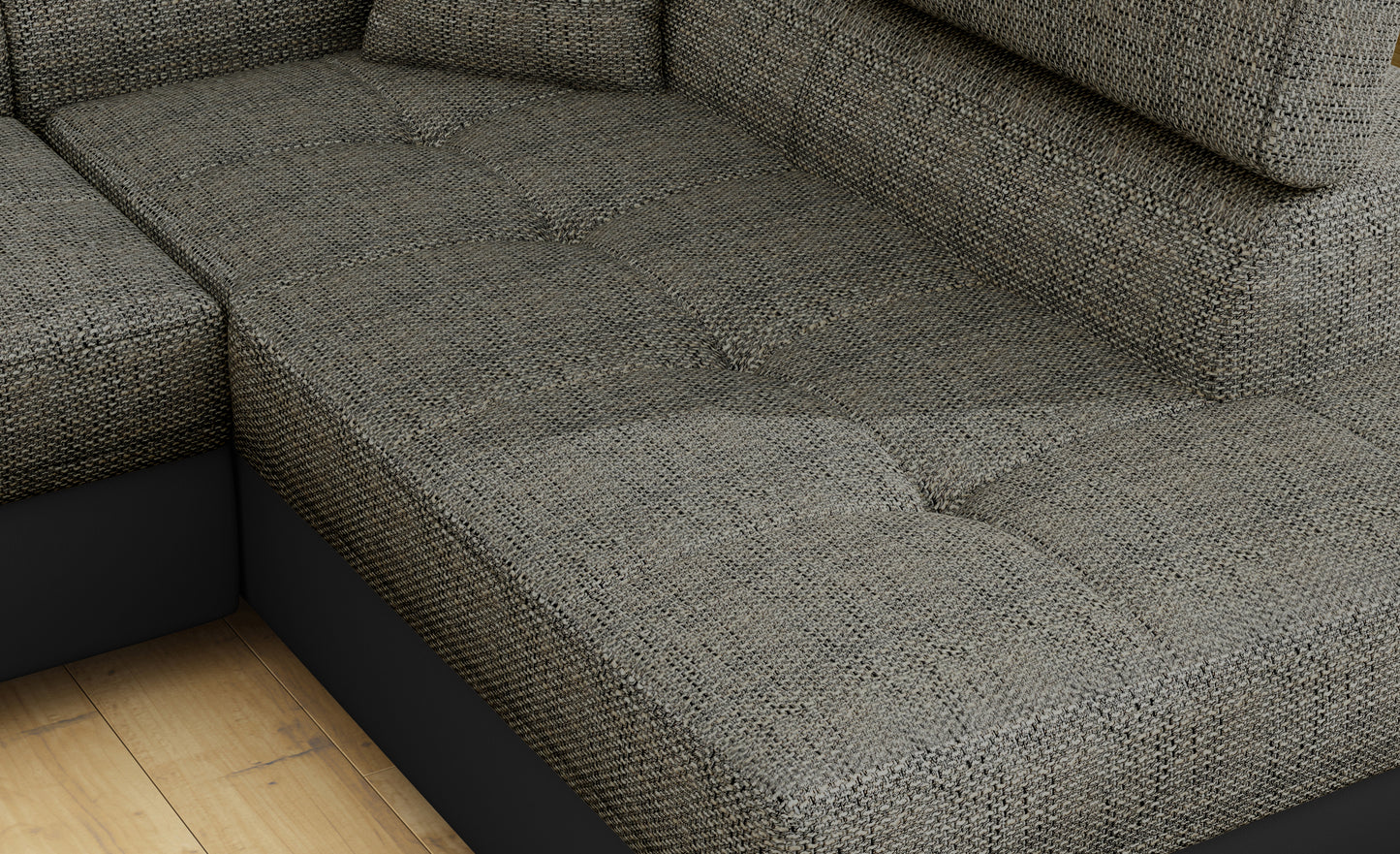 Anton Two-Tone Storage Sleeper Sectional Sofa - Grey/Black