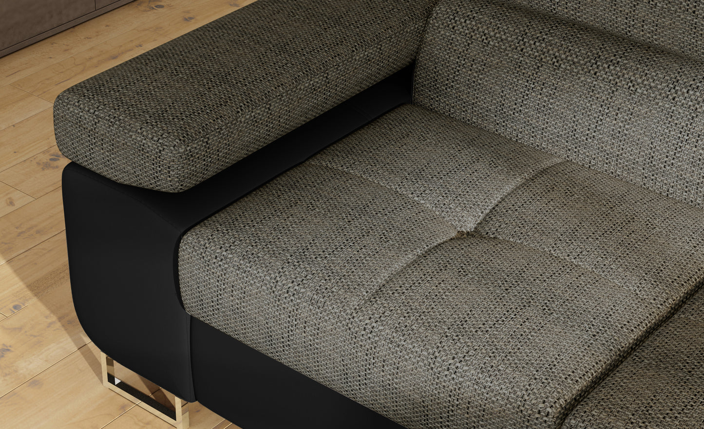 Anton Two-Tone Storage Sleeper Sectional Sofa - Grey/Black