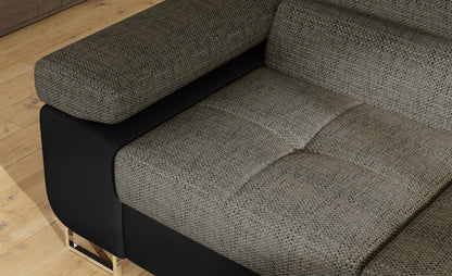 Anton Two-Tone Storage Sleeper Sectional Sofa - Grey/Black