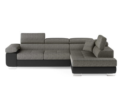 Anton Two-Tone Storage Sleeper Sectional Sofa - Grey/Black