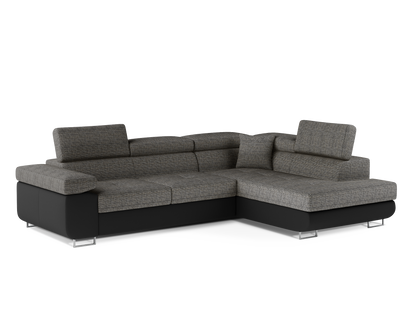 Anton Two-Tone Storage Sleeper Sectional Sofa - Grey/Black