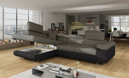 ReForm Creative Home Anton Two-Tone Storage Sleeper Sectional Sofa - Grey/Black-Free Delivery-USA & CANADA