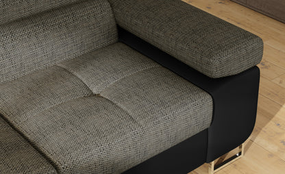 Anton Two-Tone Storage Sleeper Sectional Sofa - Grey/Black