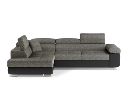 Anton Two-Tone Storage Sleeper Sectional Sofa - Grey/Black