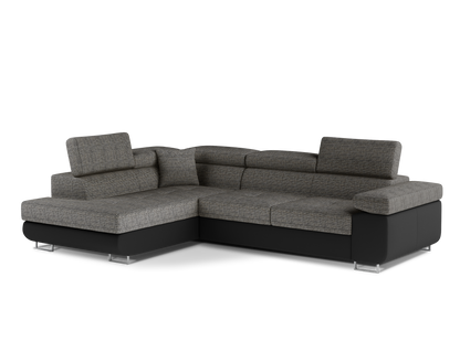 Anton Two-Tone Storage Sleeper Sectional Sofa - Grey/Black