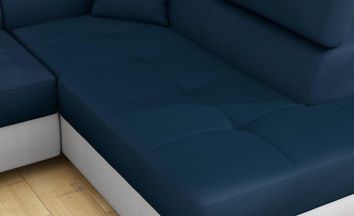 Anton Two-Tone Storage Sleeper Sectional Sofa - Navy/Grey