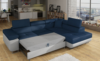 ReForm Creative Home Anton Two-Tone Storage Sleeper Sectional Sofa - Navy/Grey-Free Delivery-USA & CANADA