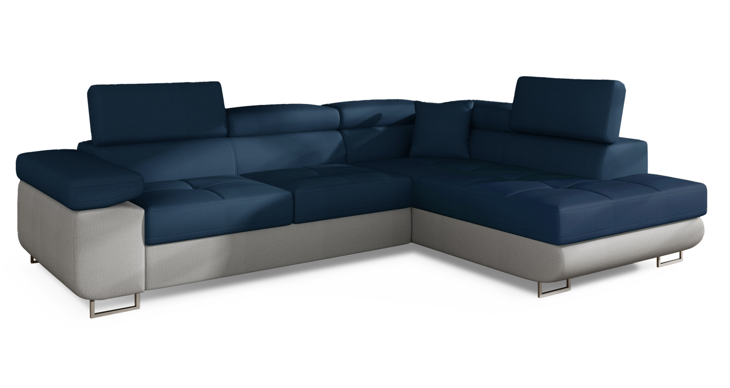 Anton Two-Tone Storage Sleeper Sectional Sofa - Navy/Grey