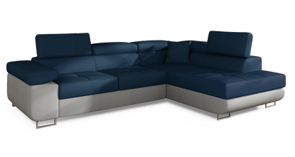 Anton Two-Tone Storage Sleeper Sectional Sofa - Navy/Grey