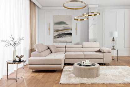 ReForm Creative Home Anton Storage Sleeper Sectional Sofa - Beige-Free Delivery-USA & CANADA