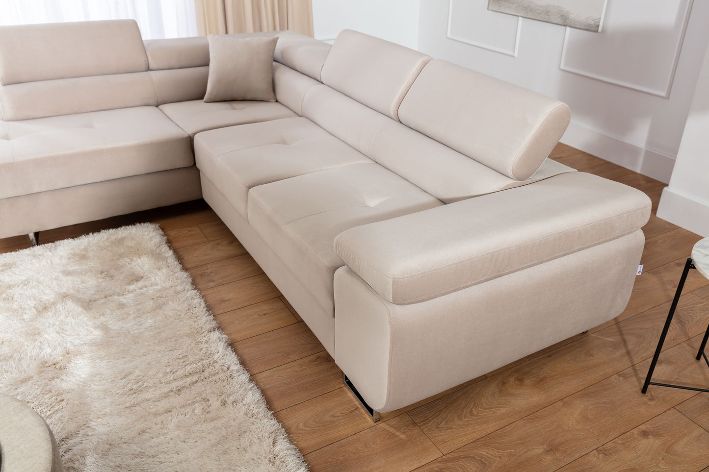 Anton Storage Sleeper Sectional Sofa - Beige