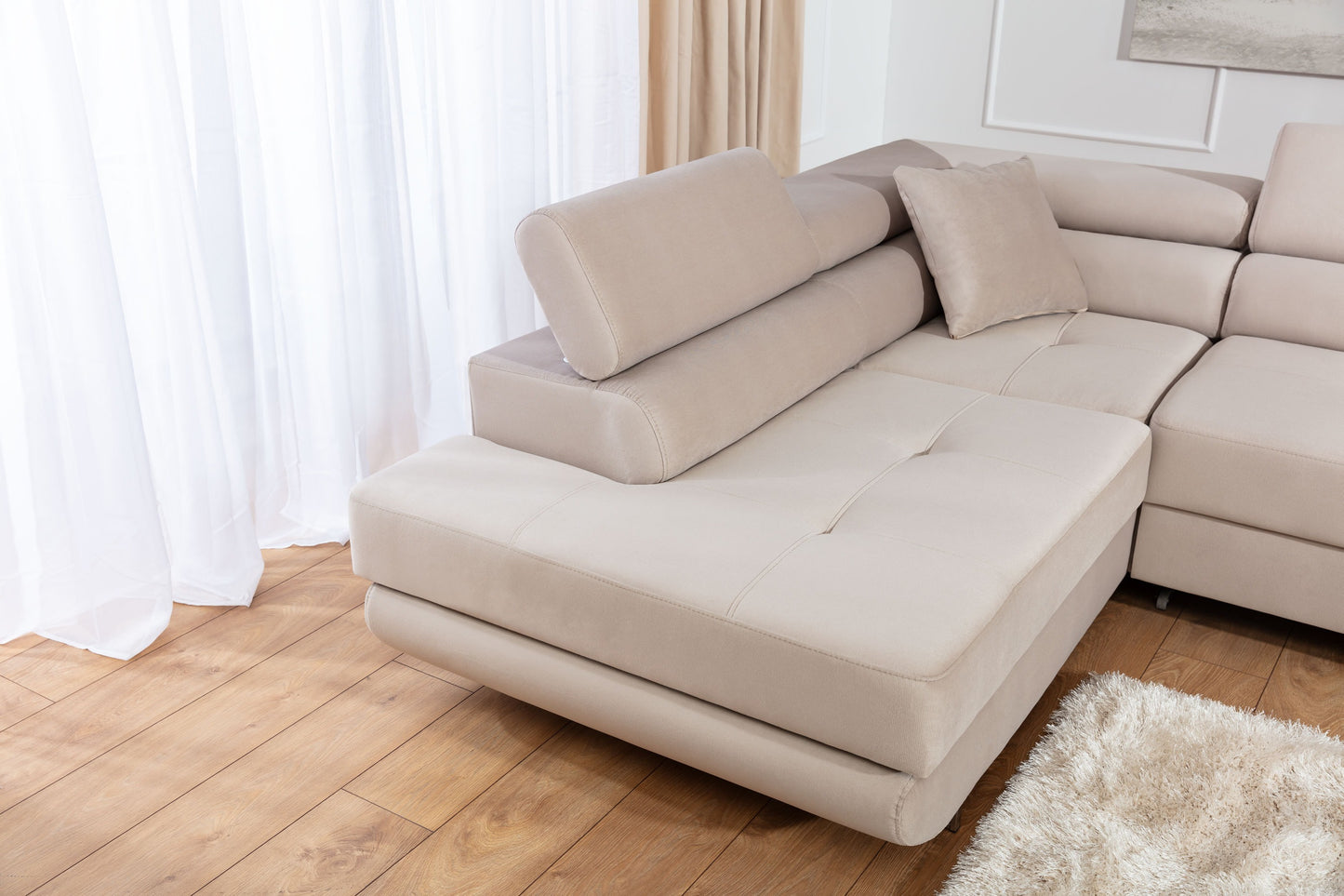 Anton Storage Sleeper Sectional Sofa - Beige