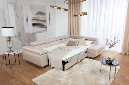 ReForm Creative Home Anton Storage Sleeper Sectional Sofa - Beige-Free Delivery-USA & CANADA