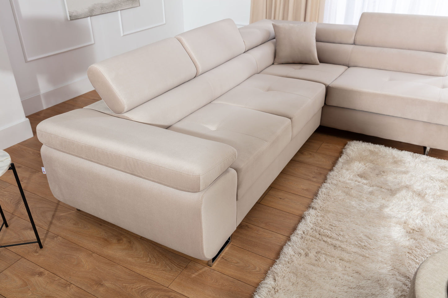 Anton Storage Sleeper Sectional Sofa - Beige