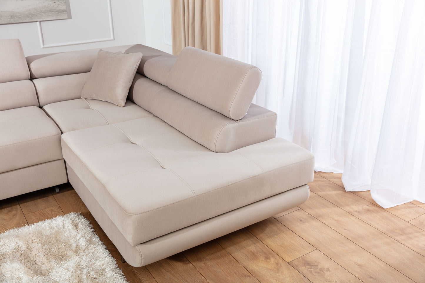 Anton Storage Sleeper Sectional Sofa - Beige