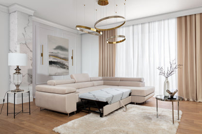 ReForm Creative Home Anton Storage Sleeper Sectional Sofa - Beige-Free Delivery-USA & CANADA