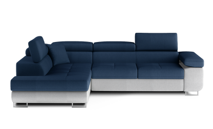 Anton Two-Tone Storage Sleeper Sectional Sofa - Navy/Grey