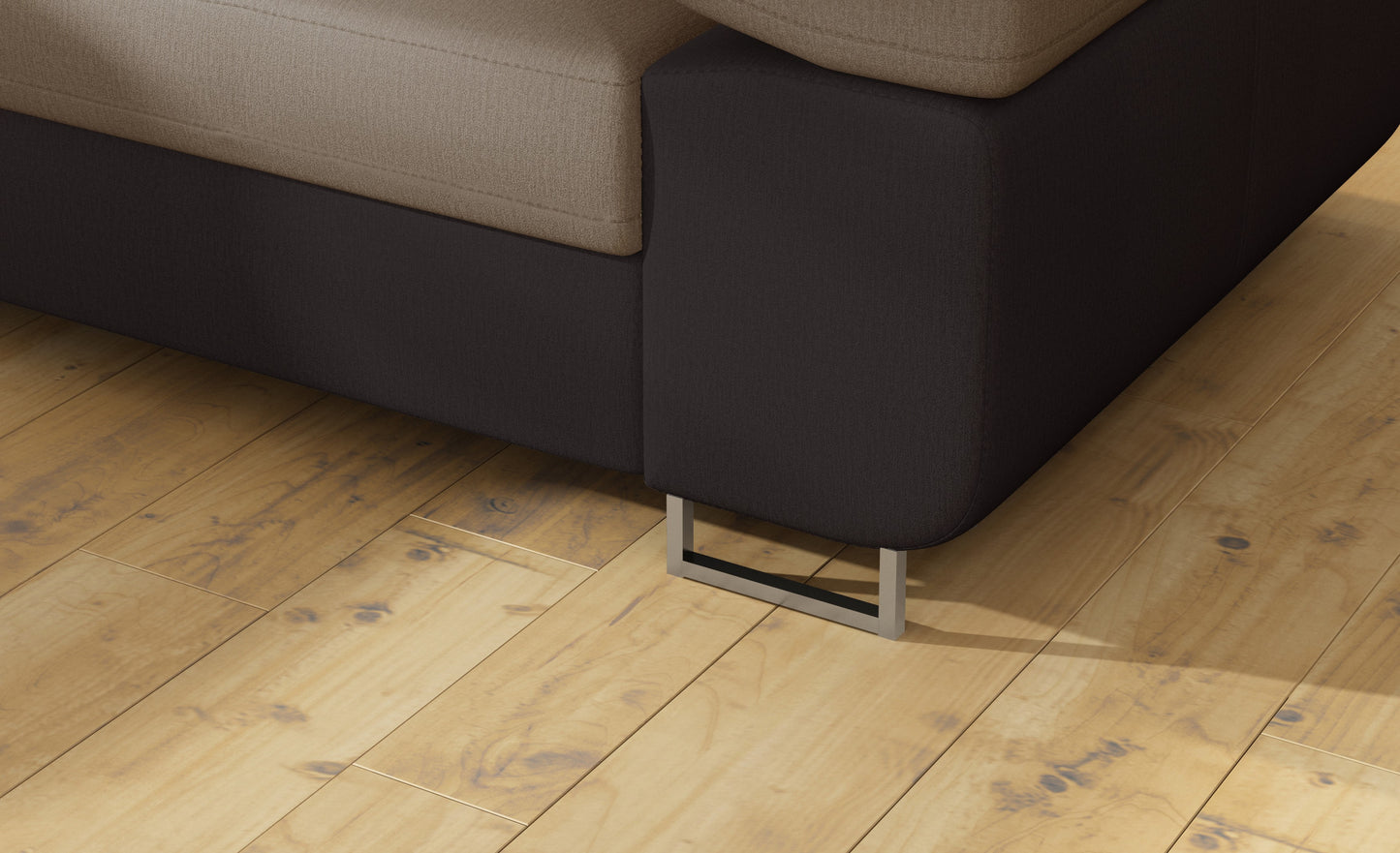 Anton Two-Tone Storage Sleeper Sectional Sofa - Beige/Dark Brown