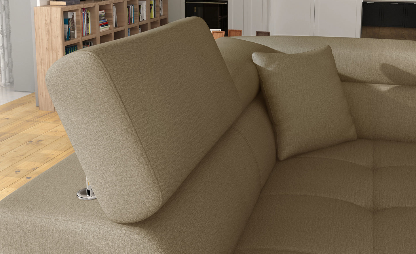 Anton Two-Tone Storage Sleeper Sectional Sofa - Beige/Dark Brown