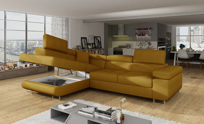 ReForm Creative Home Anton Storage Sleeper Sectional Sofa - Mustard-Free Delivery-USA & CANADA