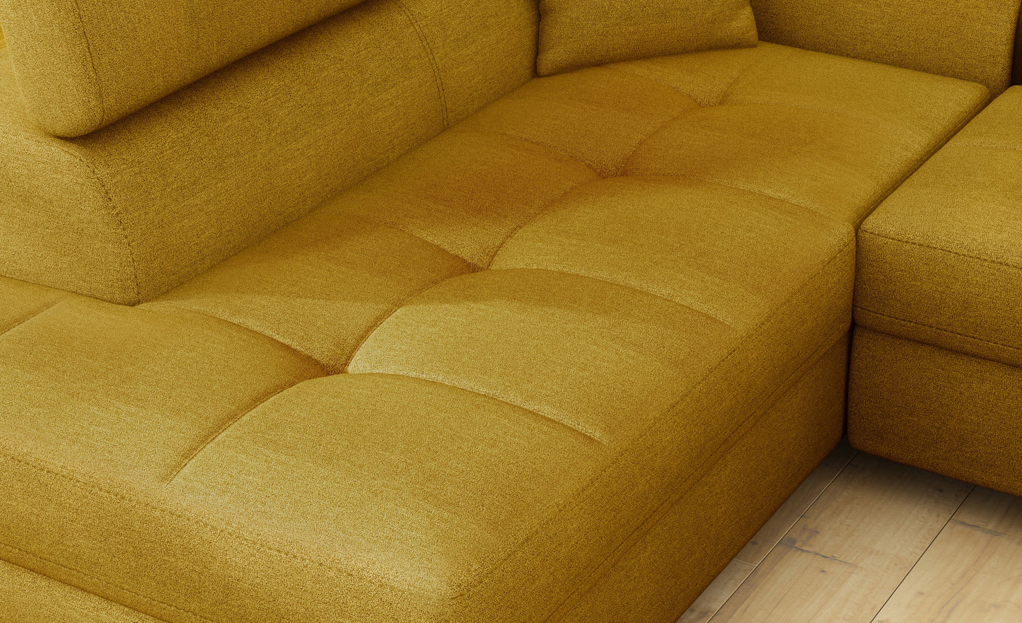 Anton Storage Sleeper Sectional Sofa - Mustard