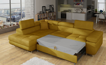 ReForm Creative Home Anton Storage Sleeper Sectional Sofa - Mustard-Free Delivery-USA & CANADA
