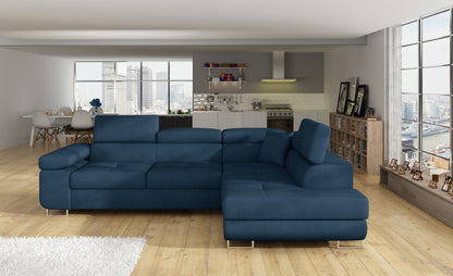 ReForm Creative Home Anton Storage Sleeper Sectional Sofa - Navy Blue-Free Delivery-USA & CANADA