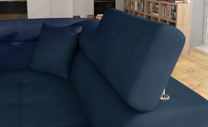 Anton Storage Sleeper Sectional Sofa - Navy Blue