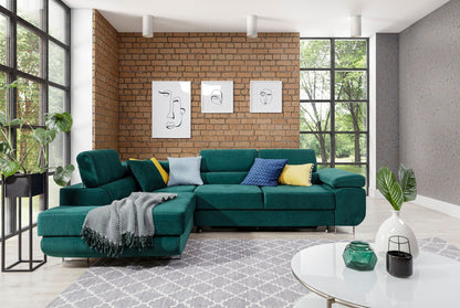 ReForm Creative Home Anton Storage Sleeper Sectional Sofa - Emerald Green-Free Delivery-USA & CANADA