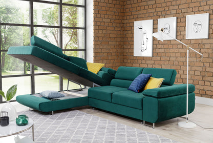 ReForm Creative Home Anton Storage Sleeper Sectional Sofa - Emerald Green-Free Delivery-USA & CANADA