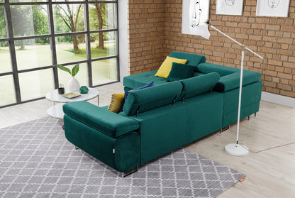 ReForm Creative Home Anton Storage Sleeper Sectional Sofa - Emerald Green-Free Delivery-USA & CANADA