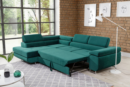 ReForm Creative Home Anton Storage Sleeper Sectional Sofa - Emerald Green-Free Delivery-USA & CANADA