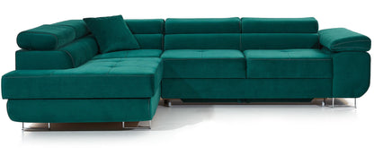 Anton Storage Sleeper Sectional Sofa - Emerald Green