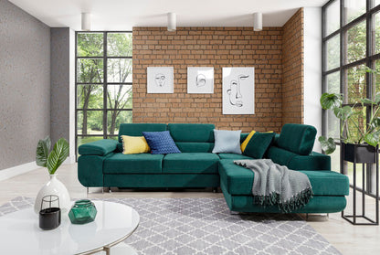 ReForm Creative Home Anton Storage Sleeper Sectional Sofa - Emerald Green-Free Delivery-USA & CANADA