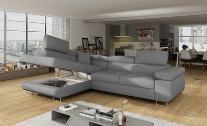 Anton Storage Sleeper Sectional Sofa - Grey