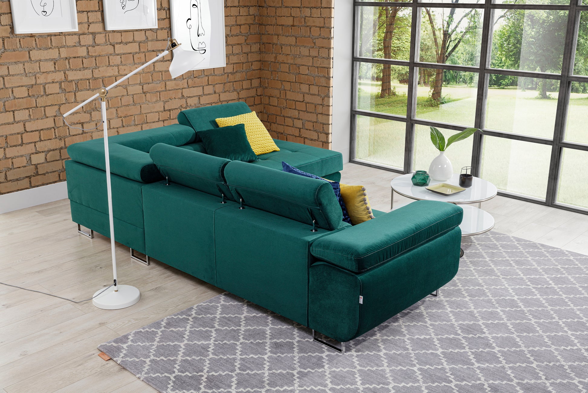 ReForm Creative Home Anton Storage Sleeper Sectional Sofa - Emerald Green-Free Delivery-USA & CANADA