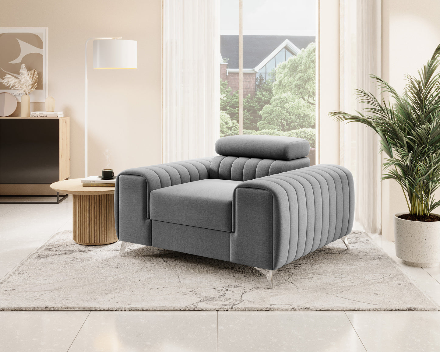 Laurence Modern Accent Chair - Light Grey