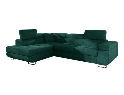 Anton Storage Sleeper Sectional Sofa - Emerald Green
