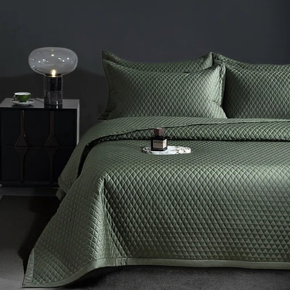 Avignon 3 Pc Light Weight Quilted Comforter Set - Champagne/Dark Grey/Beige/Steel Blue/Burgundy/White/Olive Green/Blush Pink