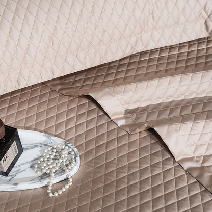 Avignon 3 Pc Light Weight Quilted Comforter Set - Champagne/Dark Grey/Beige/Steel Blue/Burgundy/White/Olive Green/Blush Pink