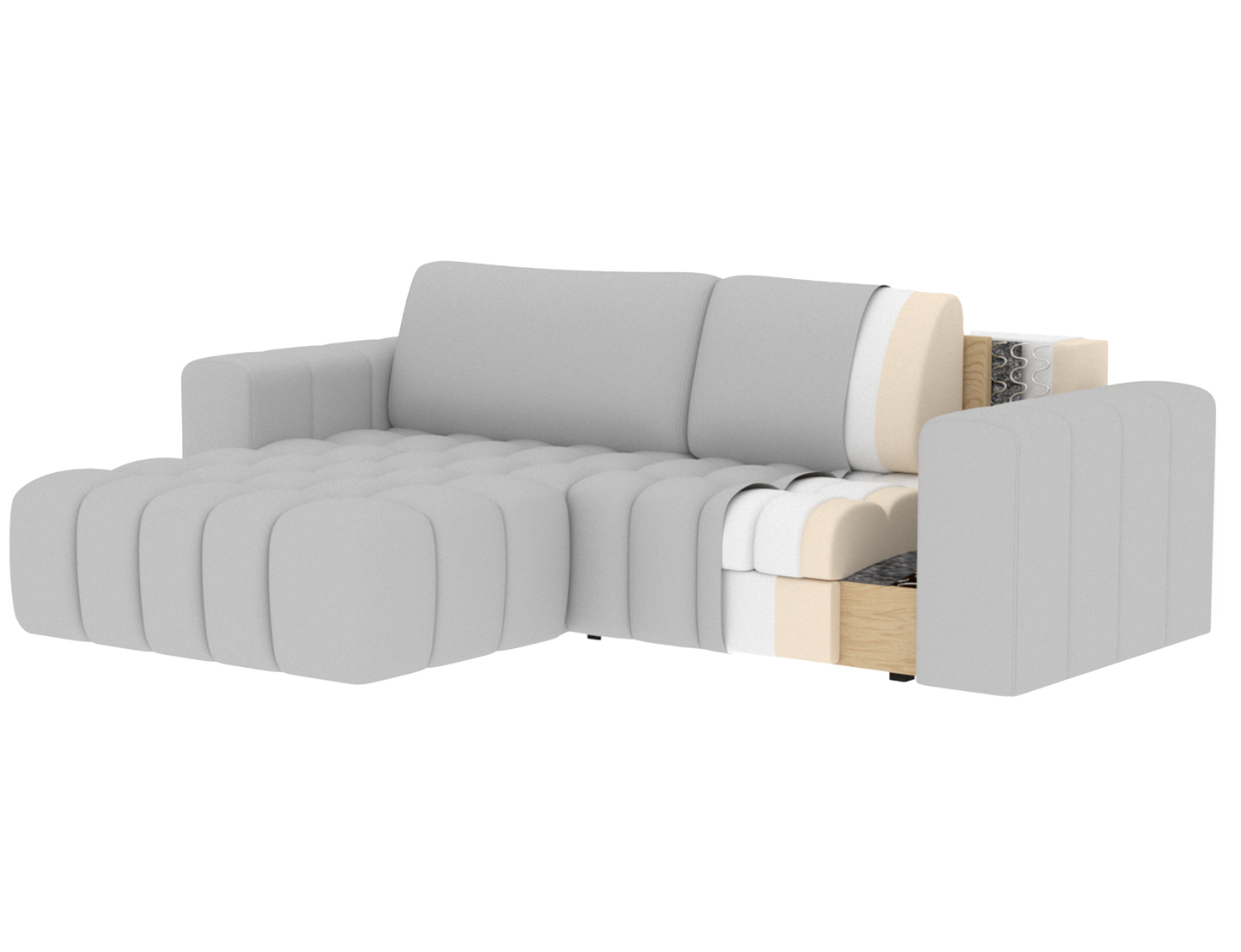 Bonett 4 Seater Storage Sleeper Chaise Sofa - Beige
